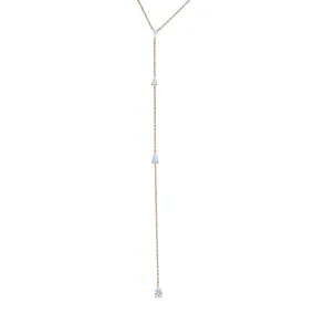 Maris CZ Rose Gold Lariat Necklace