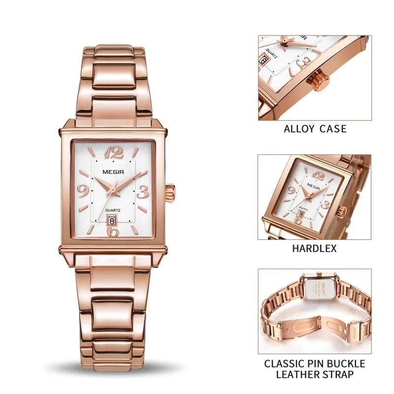 MEGIR Ladies Watches Rose Gold Luxury Women Bracelet Watch for Lovers Fashion Girl Quartz Wristwatch Clock Relogio Feminino 1079