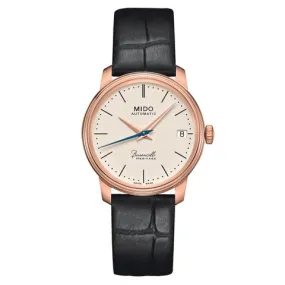 MIDO 玫瑰金黑色女性手錶 Baroncelli Heritage Lady Ivory Watch #M0272073626000