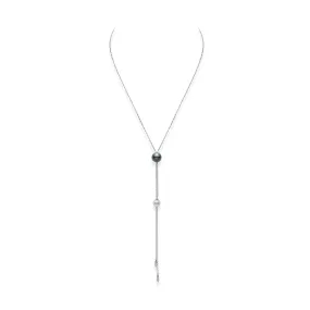 Mikimoto 18K White Gold Cultured Pearl and Diamond Necklace