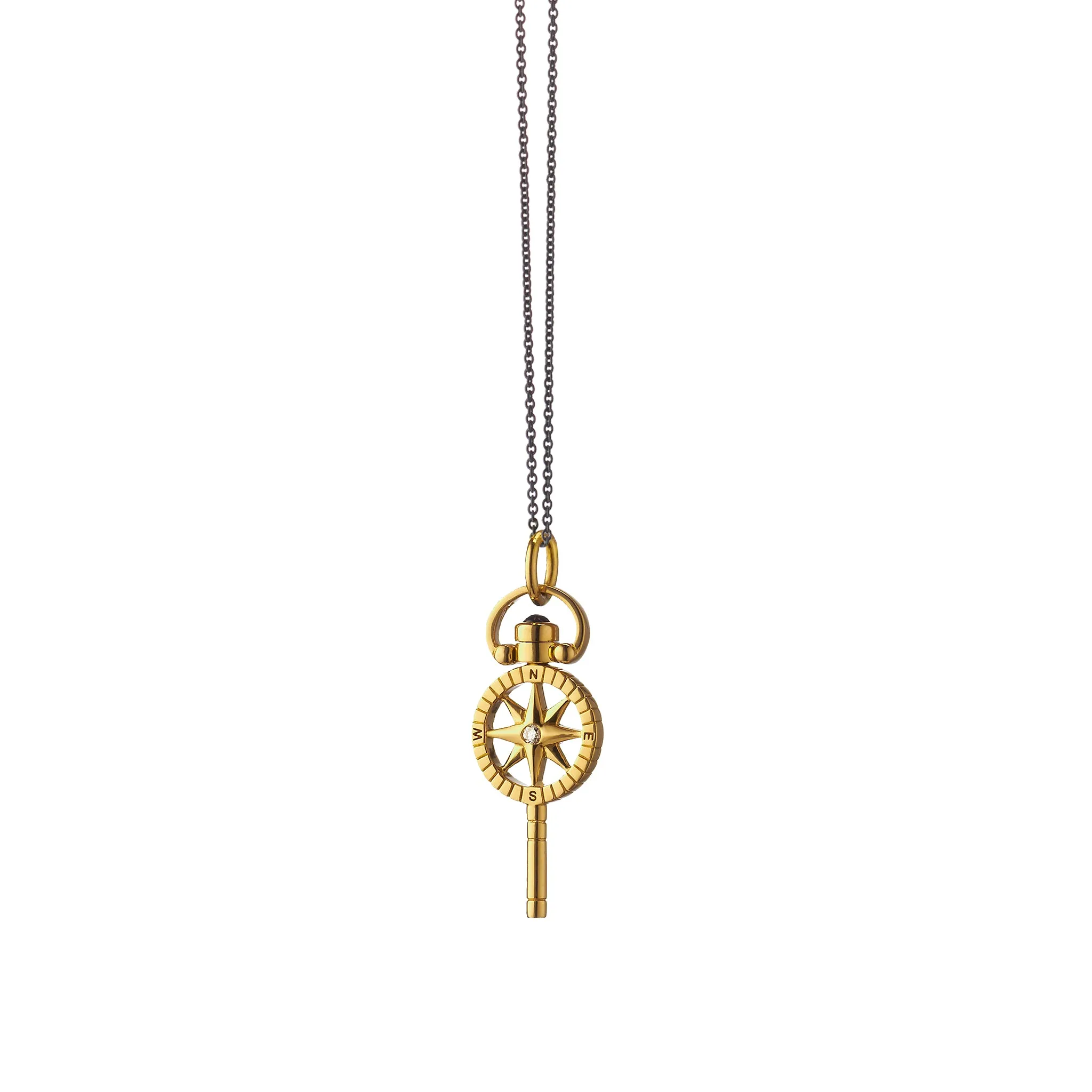 Mini "Adventure" Compass Key with Diamond