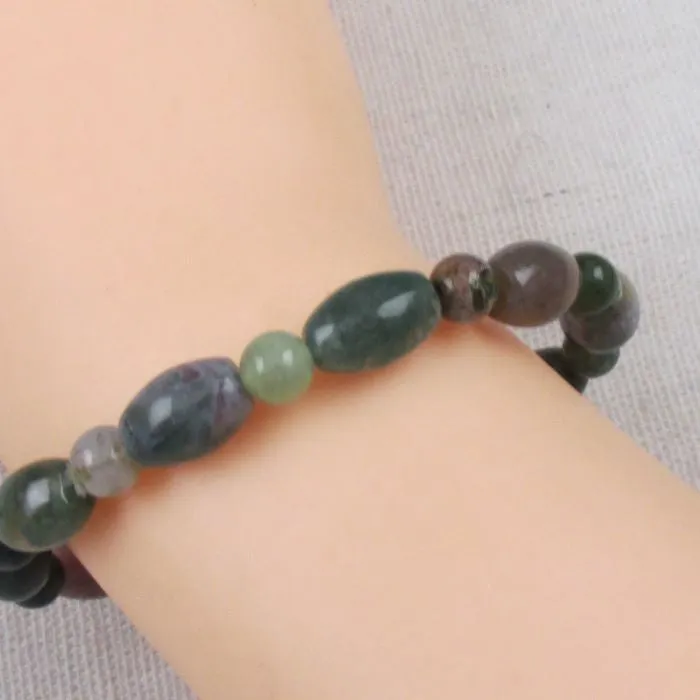 Moss Agate Overlapping Coin Designer Jewelry Set