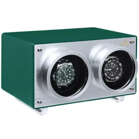 MOZSLY® Double Watch Winder - Green Leather