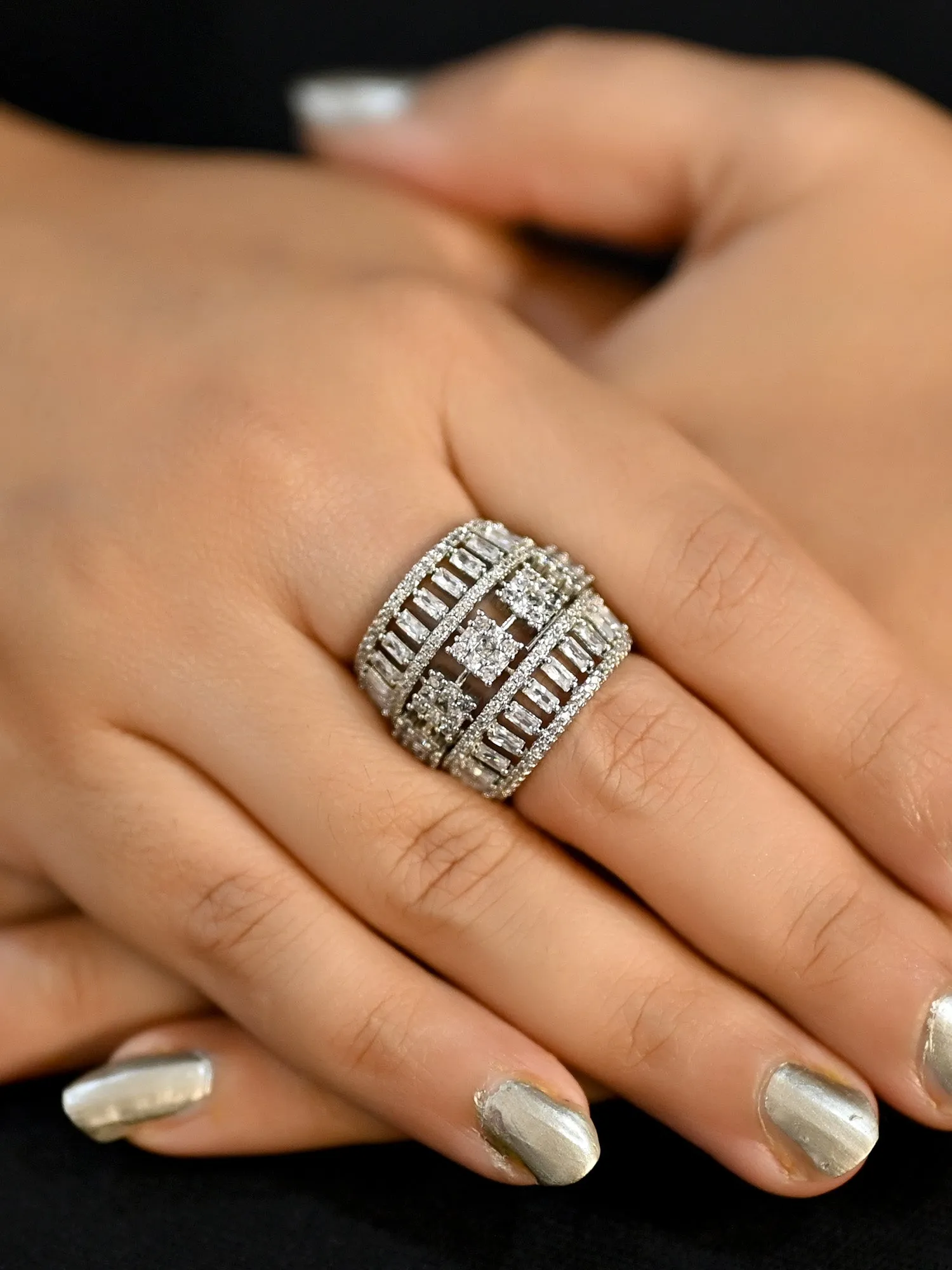 Mukku American Diamond Finger Ring
