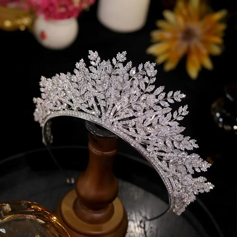 Multi-Layered Leaf Bridal Wedding Tiara Crown