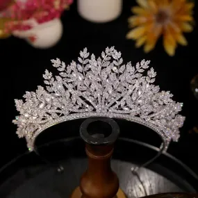 Multi-Layered Leaf Bridal Wedding Tiara Crown