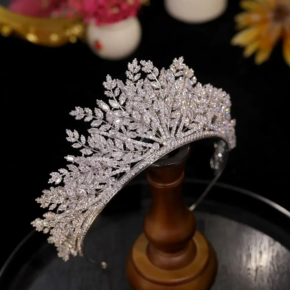Multi-Layered Leaf Bridal Wedding Tiara Crown