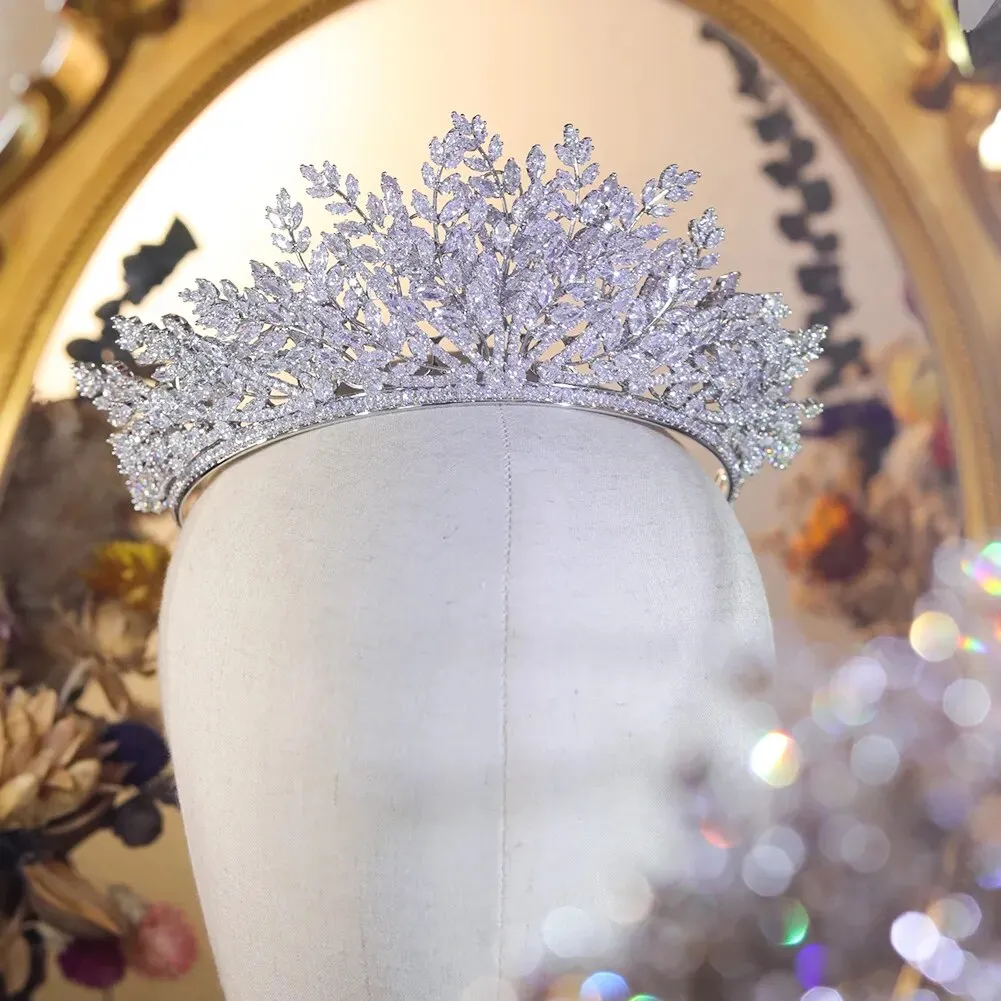 Multi-Layered Leaf Bridal Wedding Tiara Crown