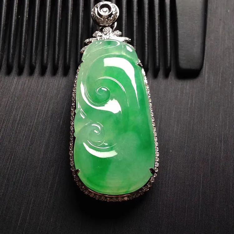 Natural Jade Pendant Jadeite Gold Ruyi Pendant PT307