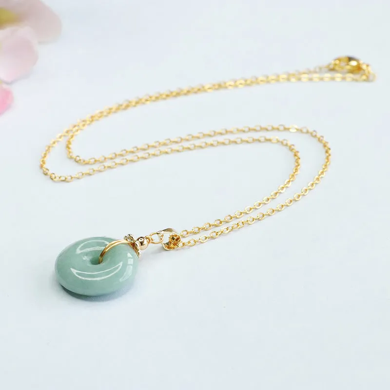 Natural Myanmar A-grade Jade Pendant, Safety Buckle Pendant, Necklace