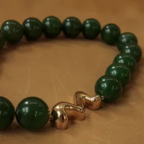 Olive Jade Necklace & Golden Dance Clasp