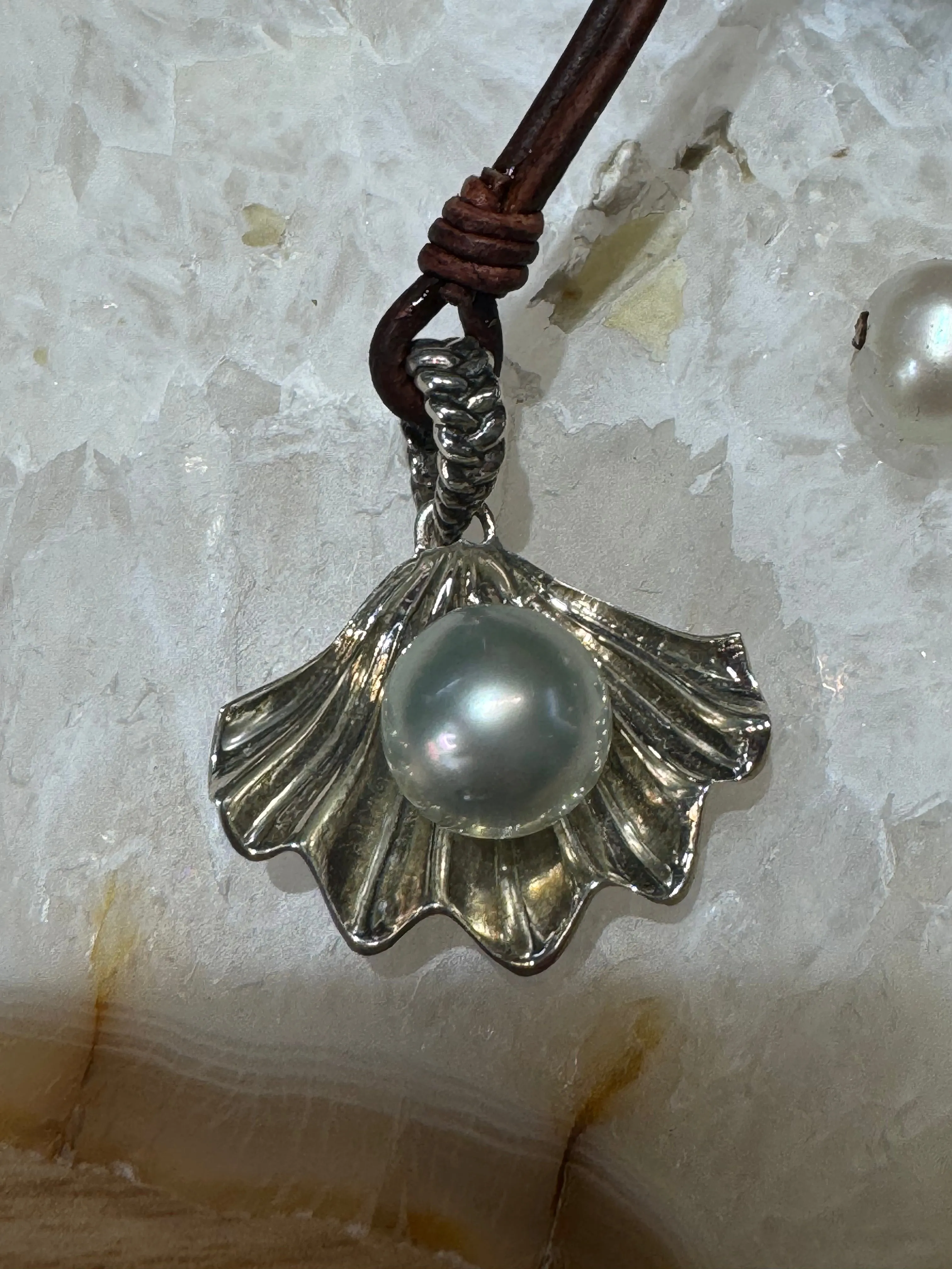 Oyster and Pearl Pendant