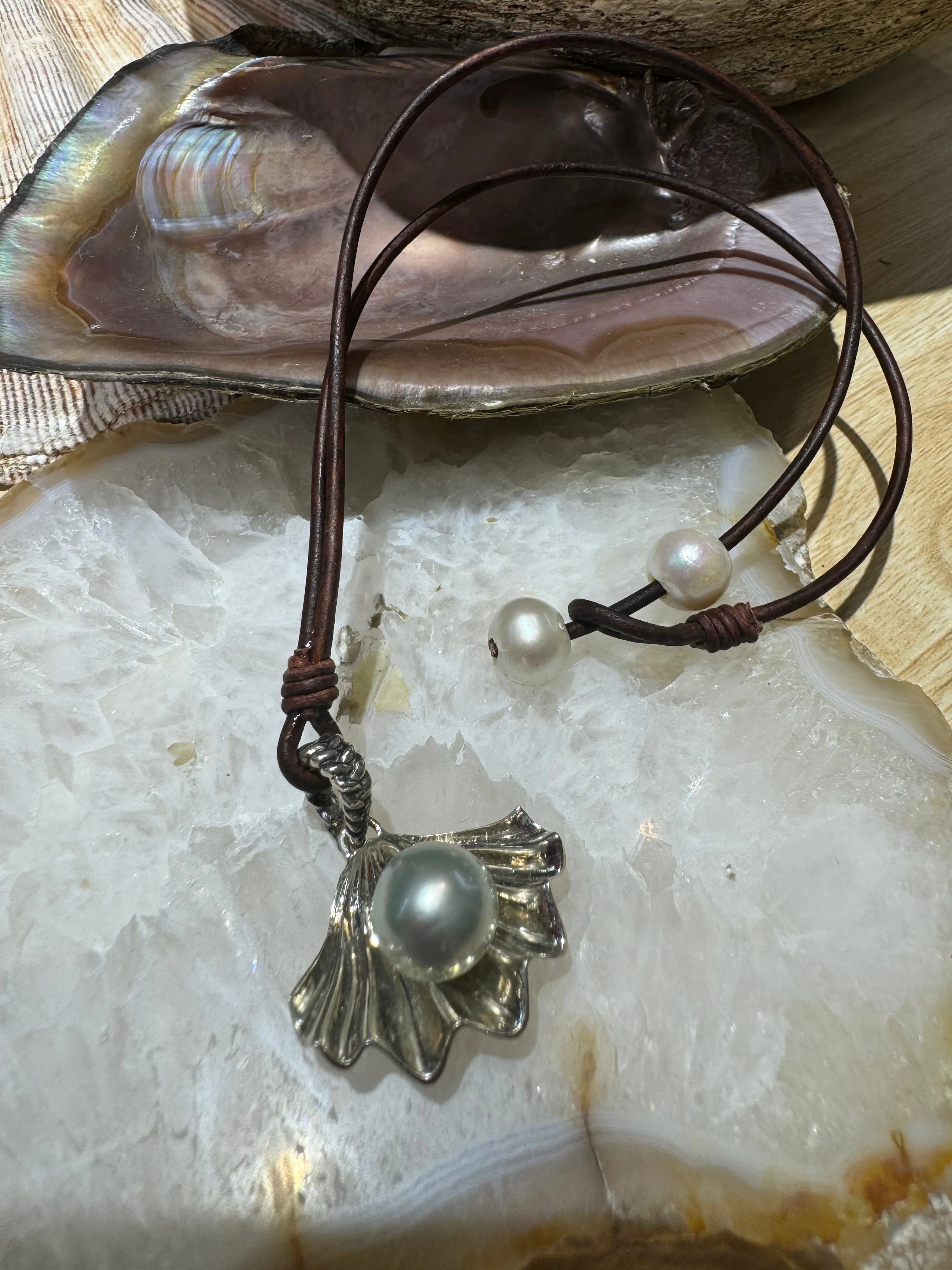 Oyster and Pearl Pendant