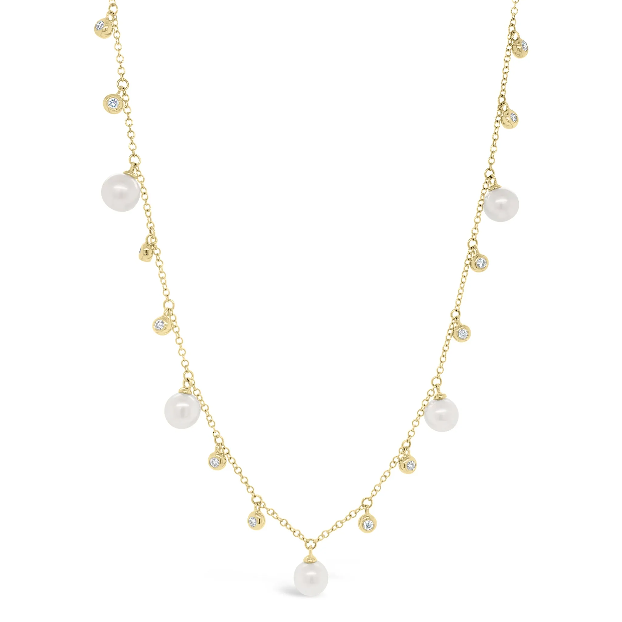 Pearl & Diamond Dangle Necklace