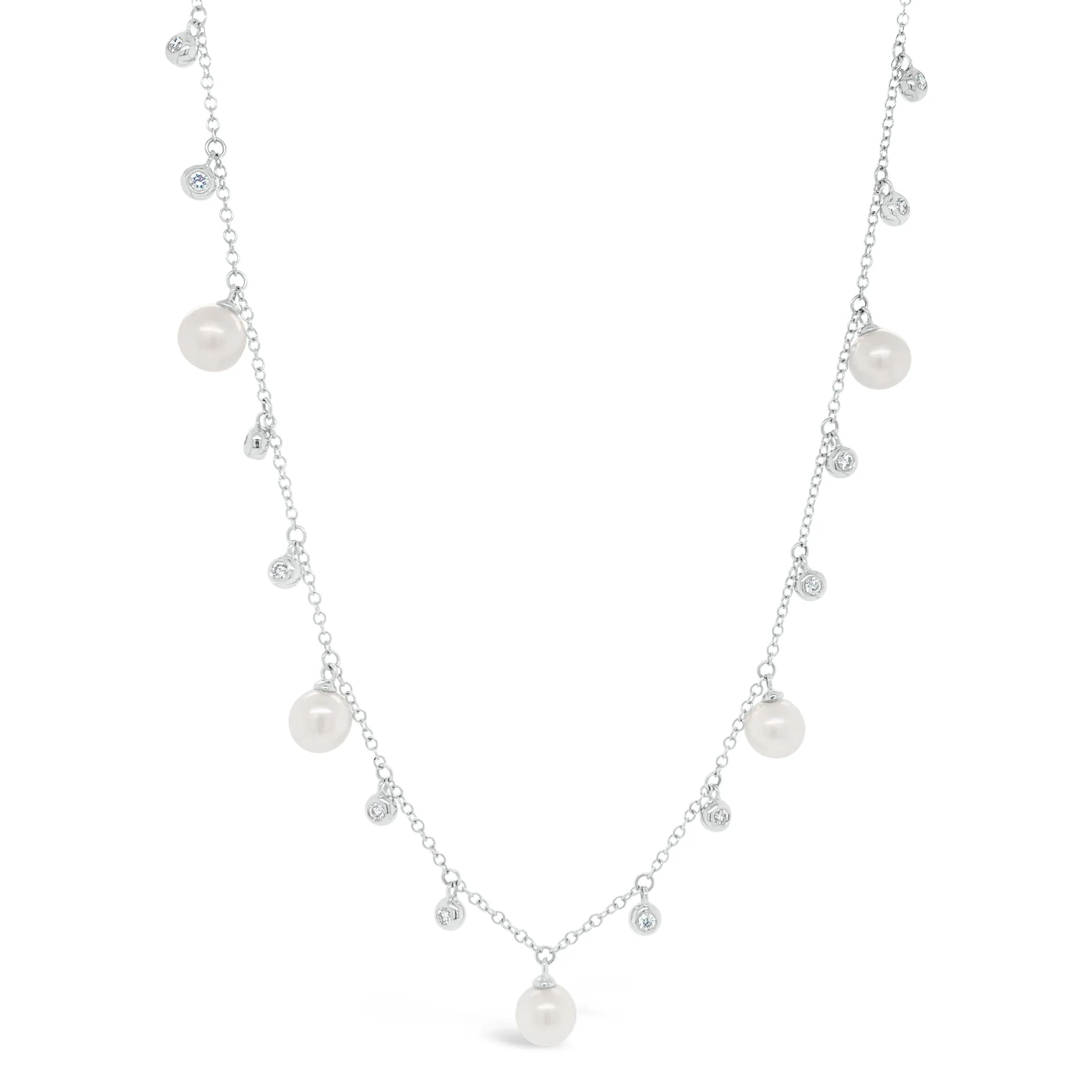 Pearl & Diamond Dangle Necklace