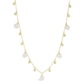 Pearl & Diamond Dangle Necklace