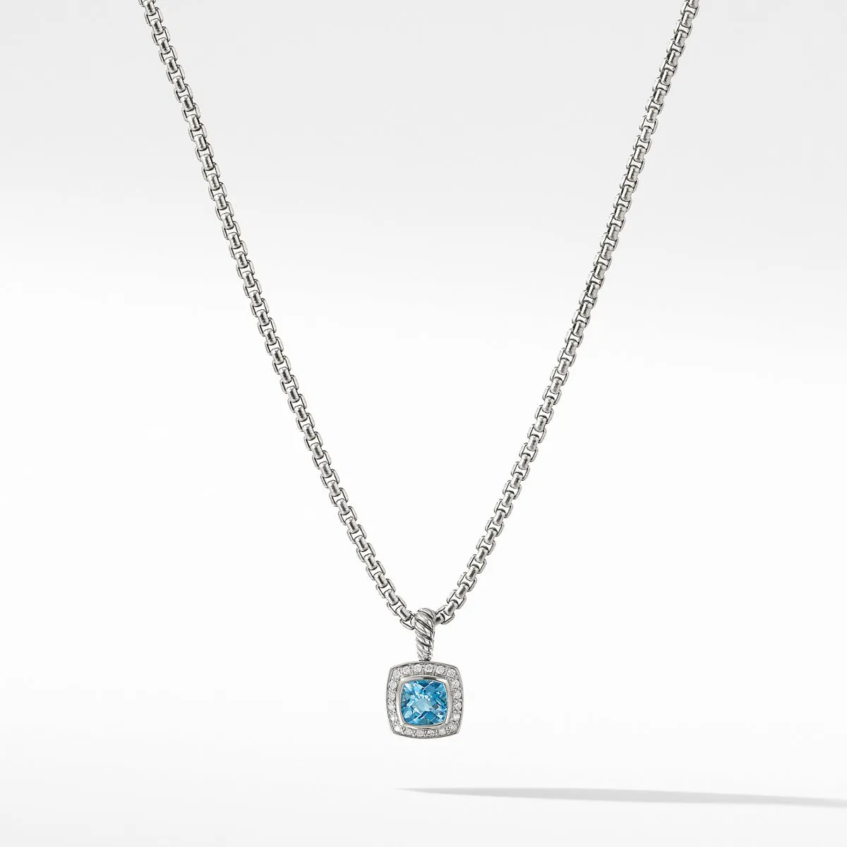 Pendant Necklace with Blue Topaz and Diamonds