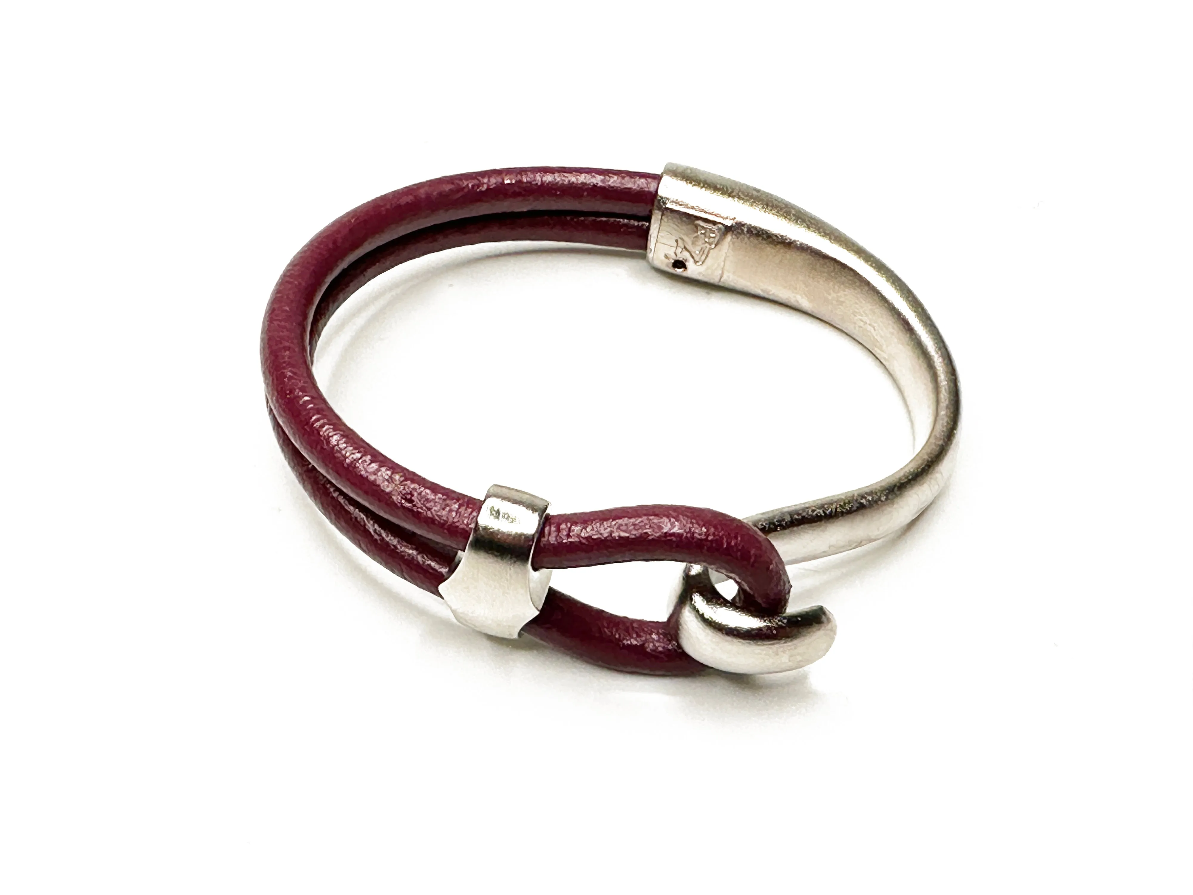 Platinum Lasso Hook & Slide Leather Bracelet