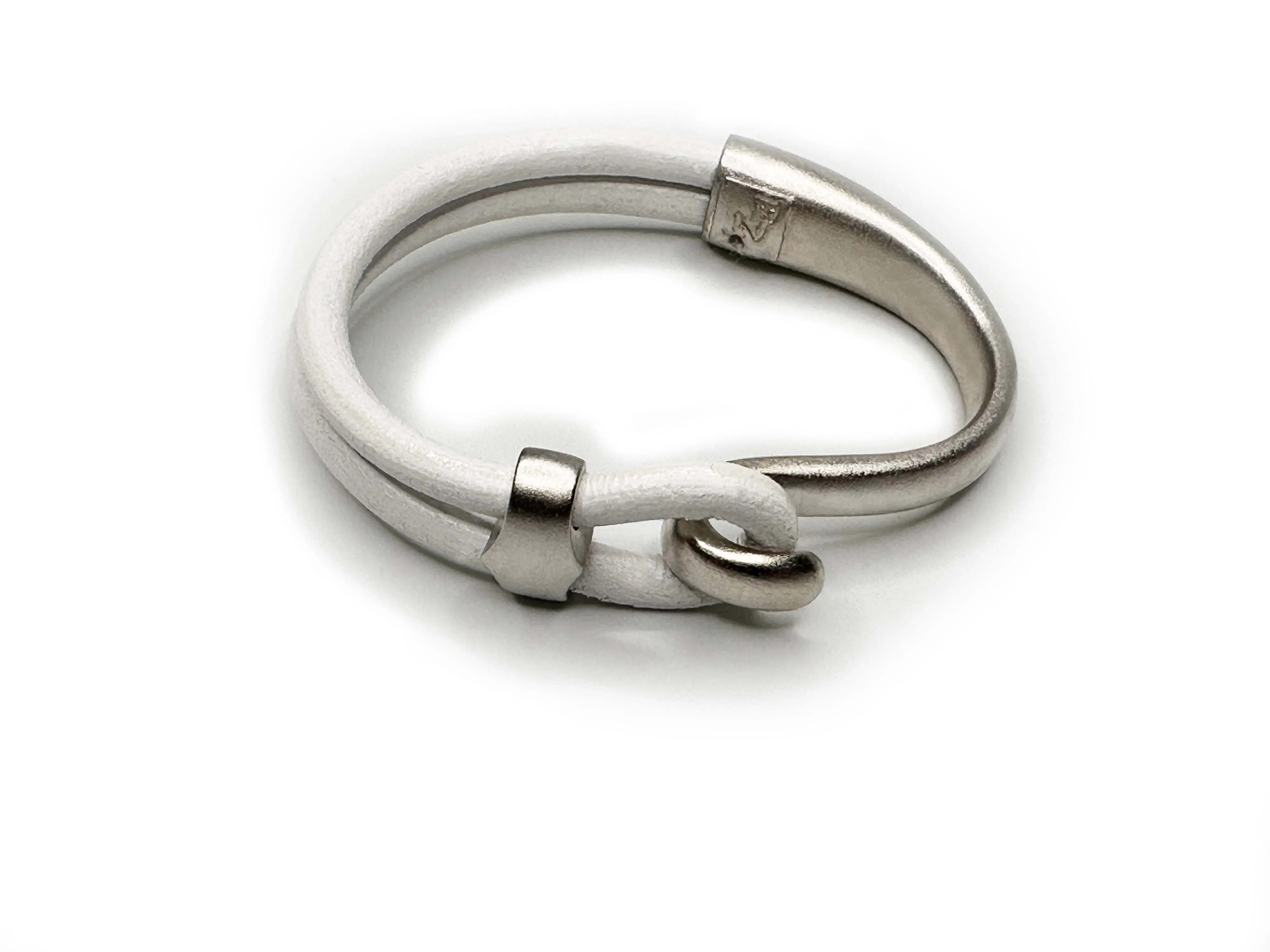 Platinum Lasso Hook & Slide Leather Bracelet