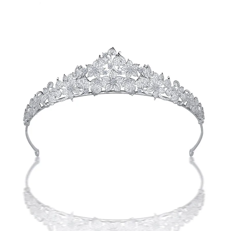 Pretty Flower Leaves Tiara for Wedding ,Crystal Tiaras for Bride CH10178