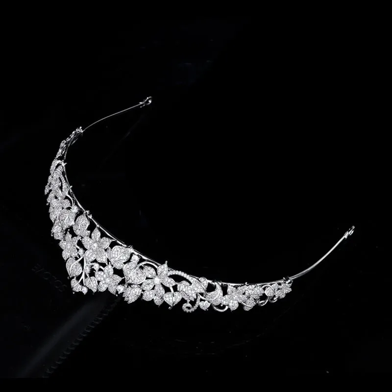 Pretty Flower Leaves Tiara for Wedding ,Crystal Tiaras for Bride CH10178
