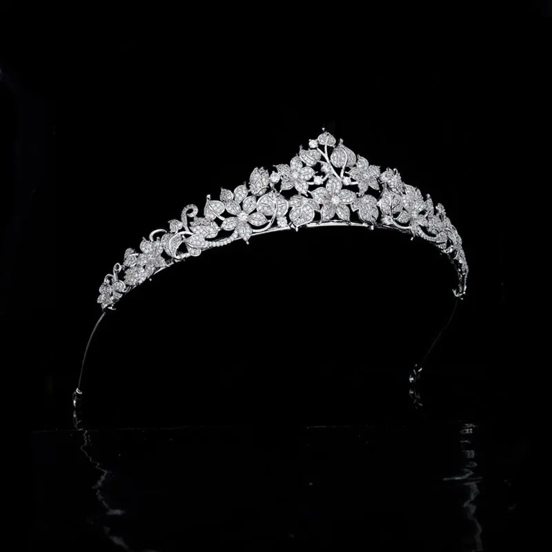 Pretty Flower Leaves Tiara for Wedding ,Crystal Tiaras for Bride CH10178