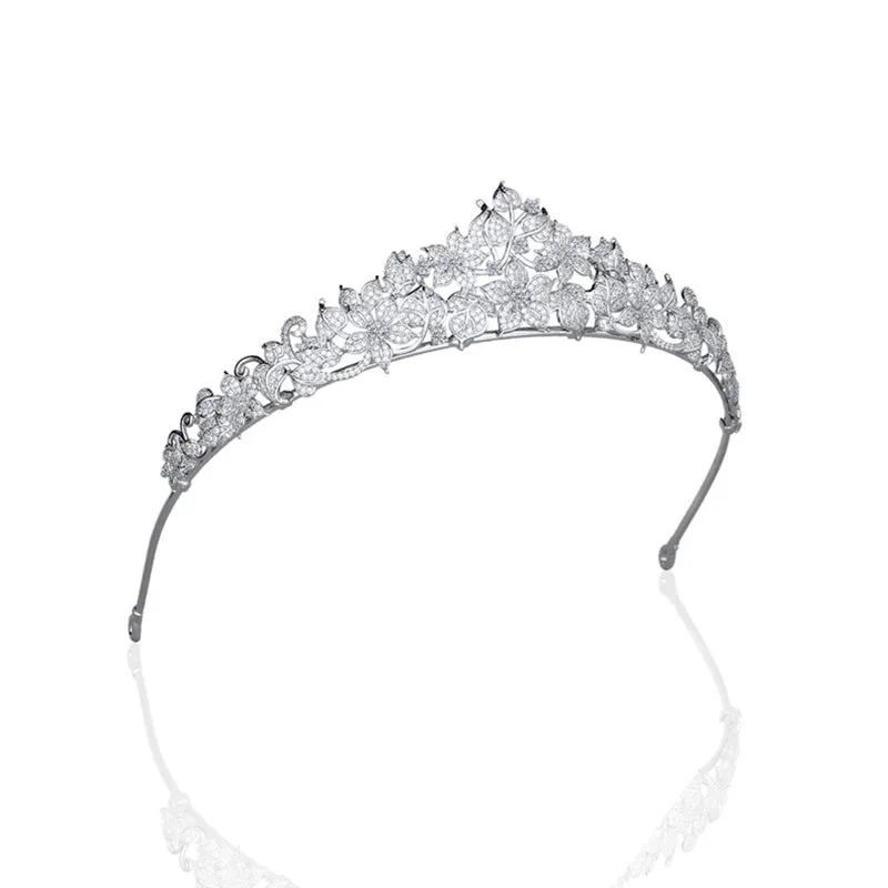 Pretty Flower Leaves Tiara for Wedding ,Crystal Tiaras for Bride CH10178