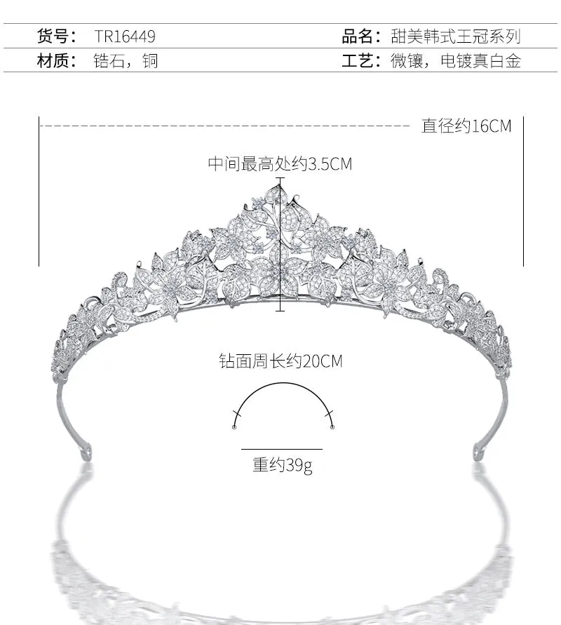 Pretty Flower Leaves Tiara for Wedding ,Crystal Tiaras for Bride CH10178