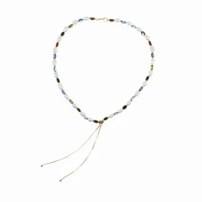 Radiant Glass and Pearl Necklace
