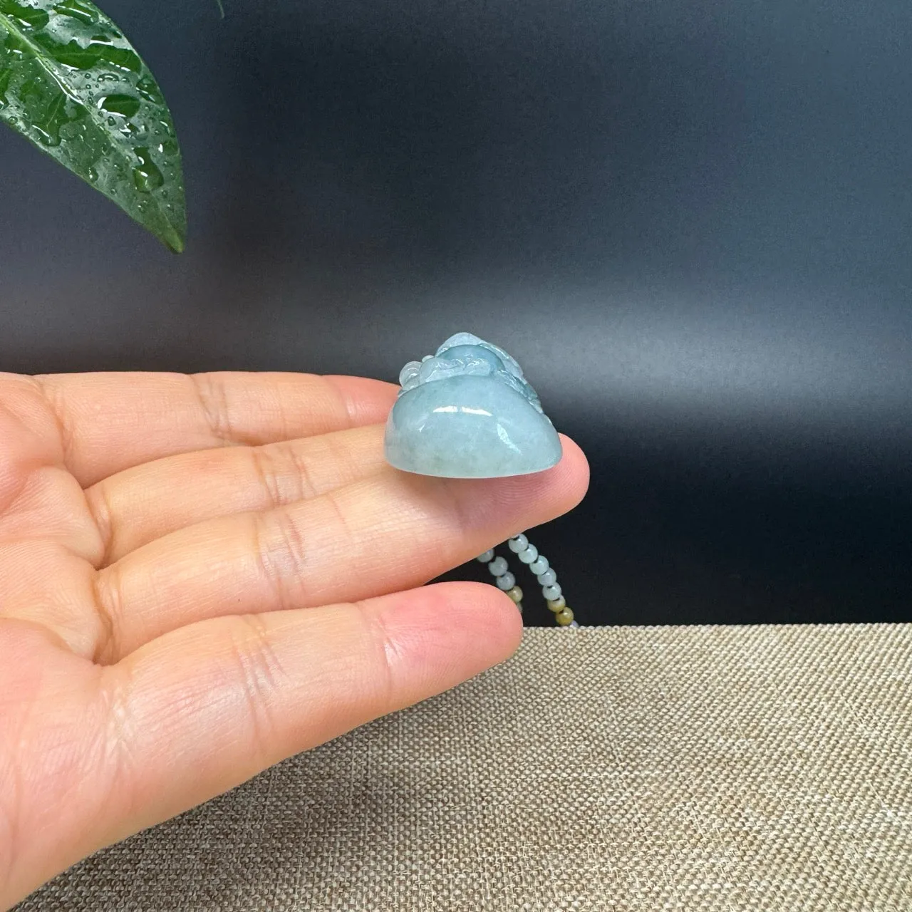 RealJade® Co. Genuine Burmese Jadeite Jade Blue Happy Buddha Pendant Necklace
