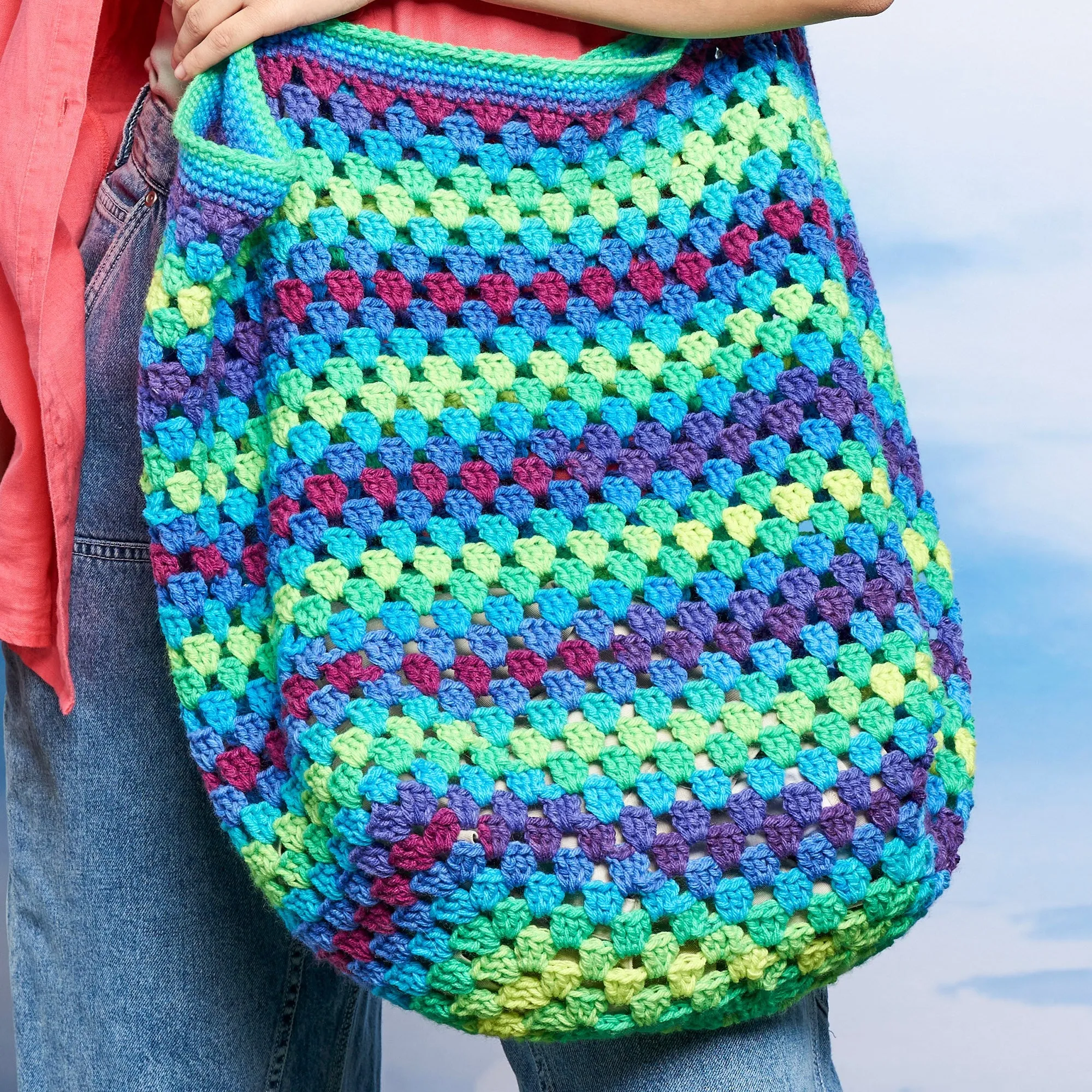 Red Heart Granny Clusters Crochet Tote