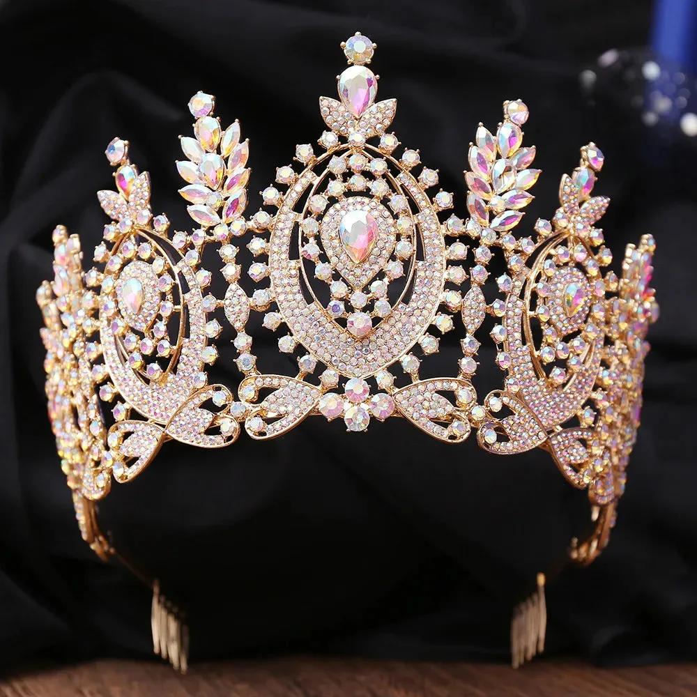 Regal  Hearts Full Crystal Tiara Crown Hair Accessories