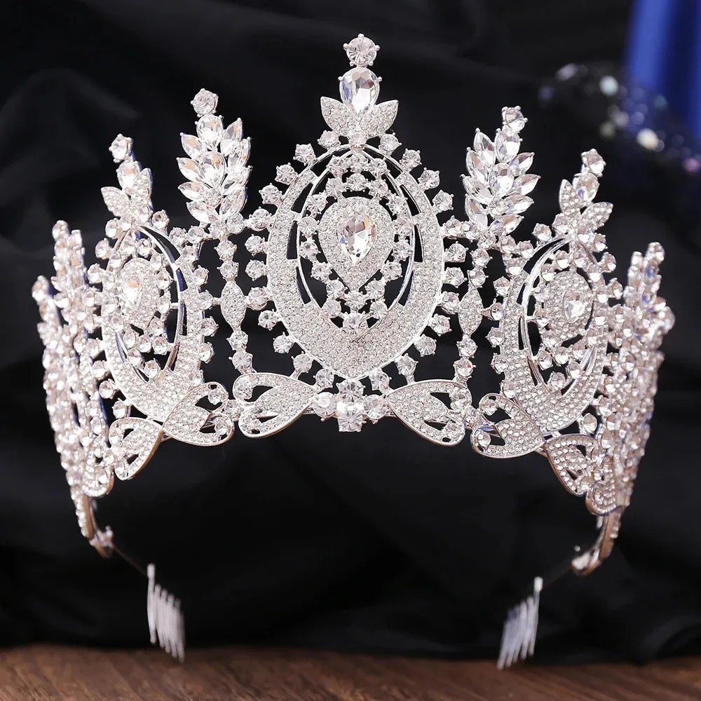 Regal  Hearts Full Crystal Tiara Crown Hair Accessories