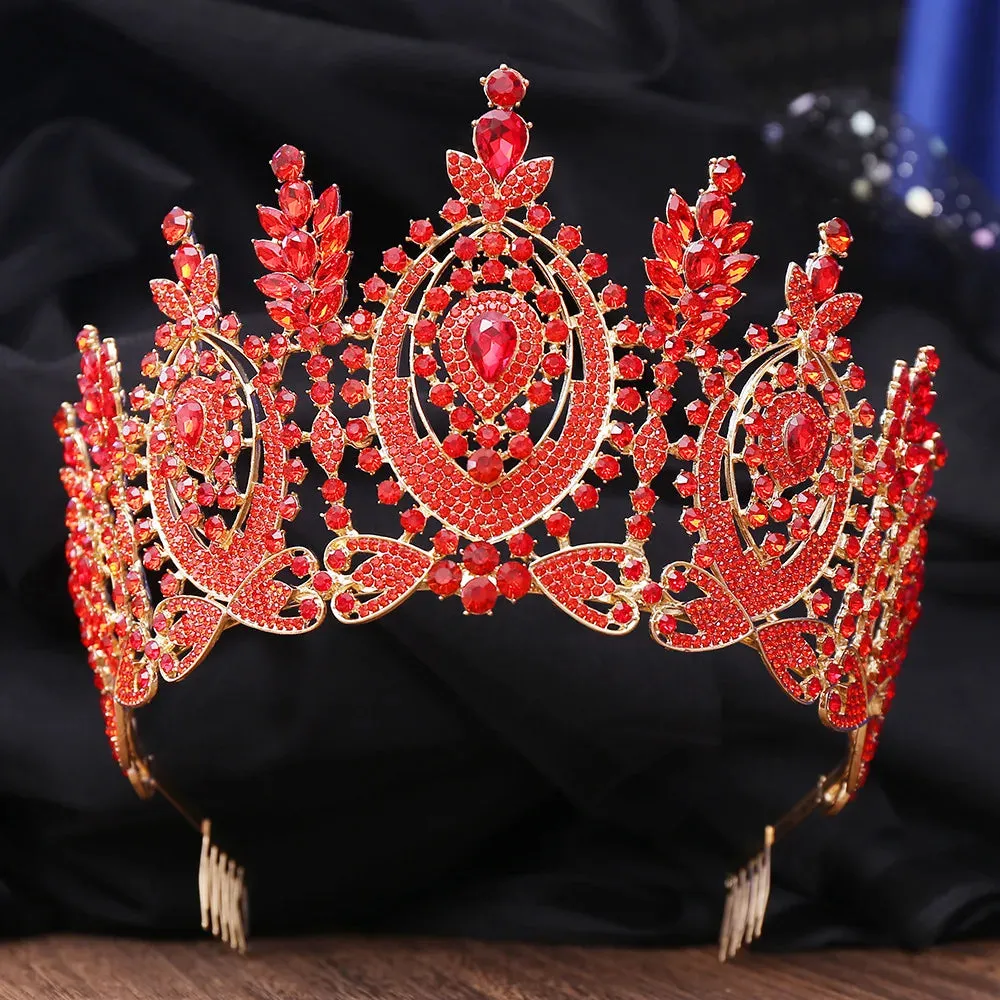Regal  Hearts Full Crystal Tiara Crown Hair Accessories