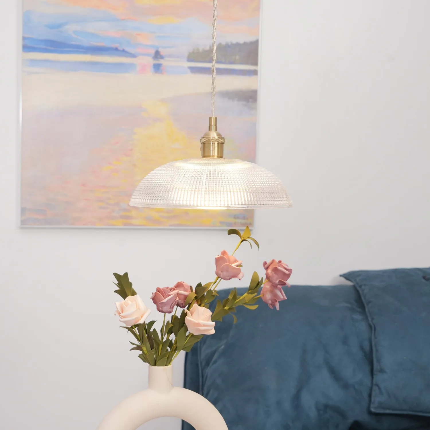 Ribbed Spiral Pendant Light