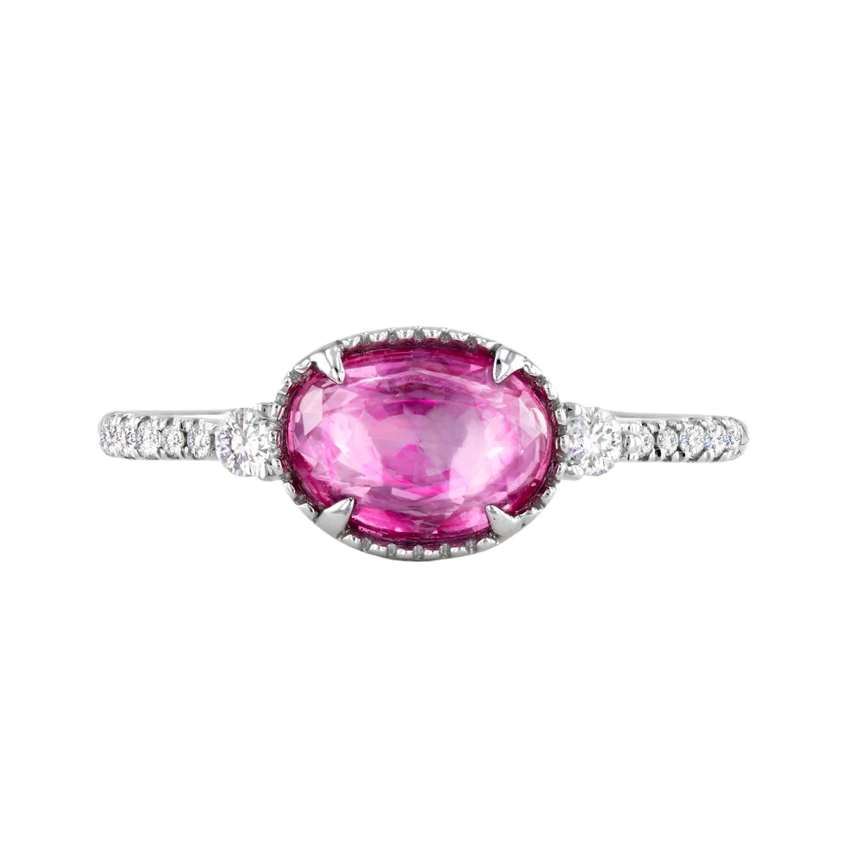 Rosa Mer Collection 0.71 Pink Sapphire and Diamond Tiara Ring Set
