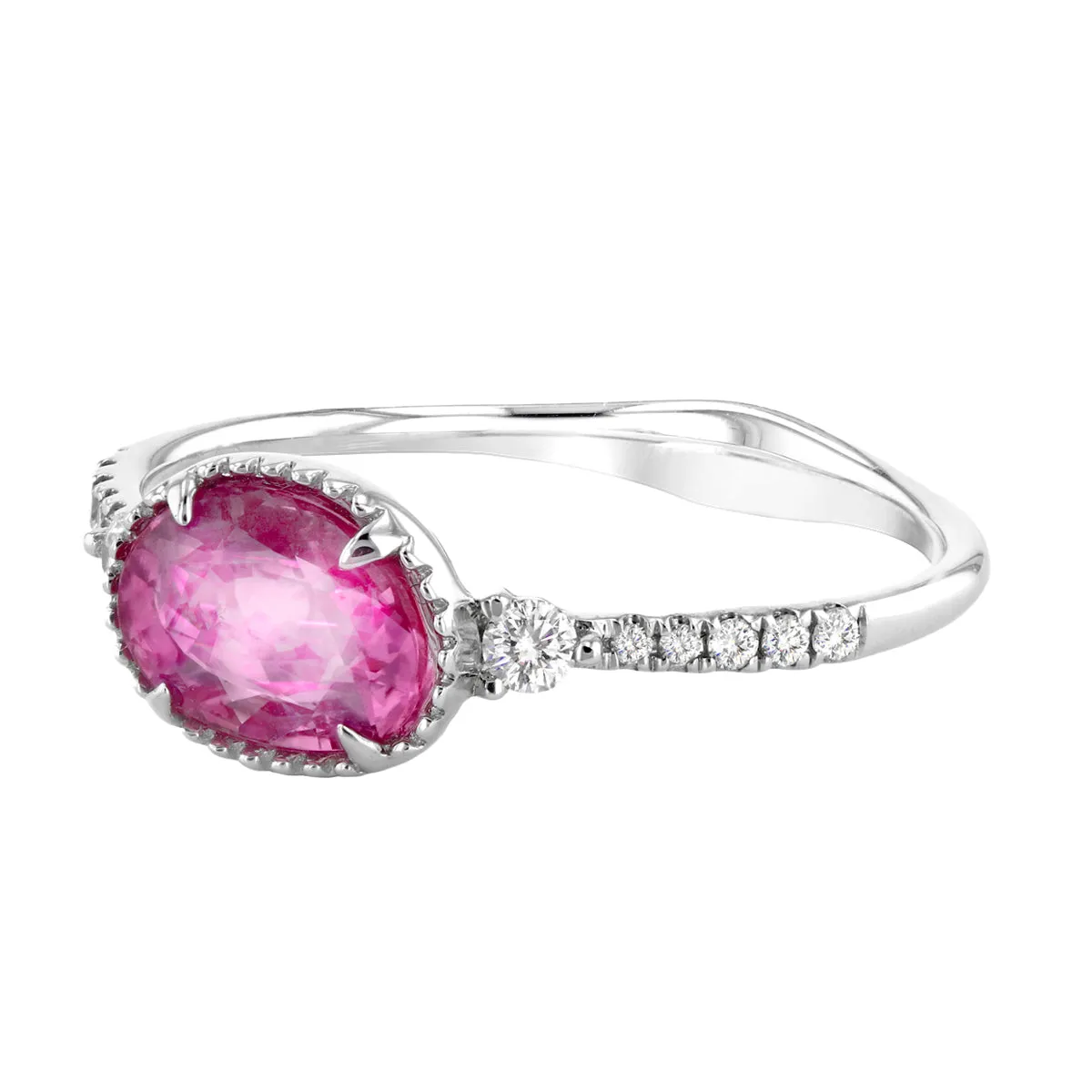 Rosa Mer Collection 0.71 Pink Sapphire and Diamond Tiara Ring Set