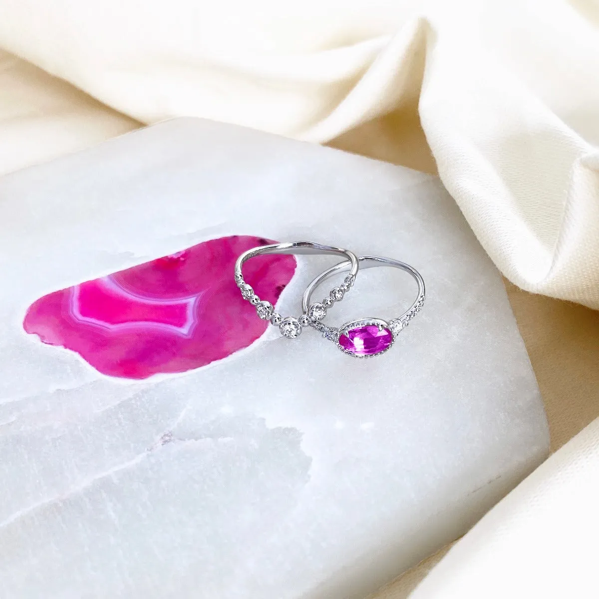 Rosa Mer Collection 0.71 Pink Sapphire and Diamond Tiara Ring Set