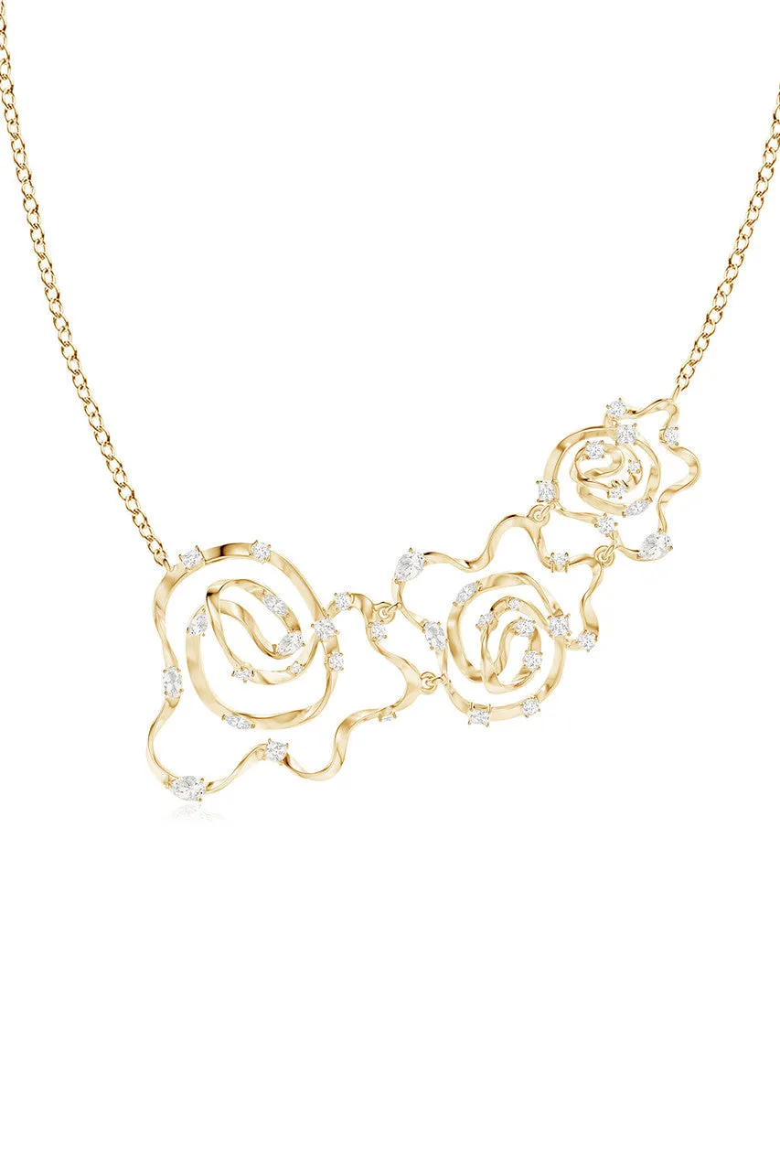 Sakura Dispersed White Topaz Asymmetrical Necklace