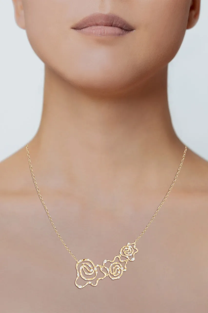 Sakura Dispersed White Topaz Asymmetrical Necklace