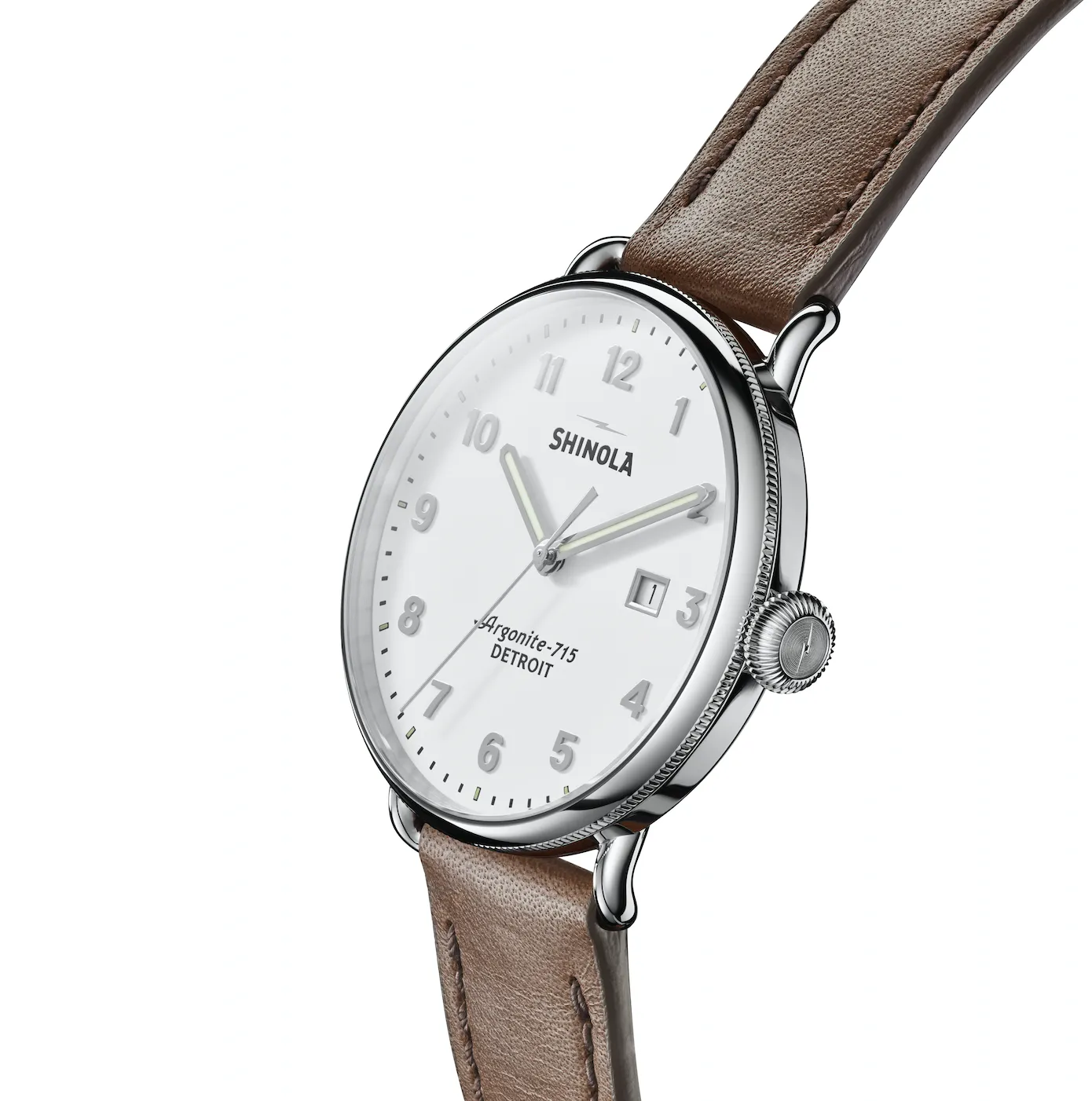 Shinola Canfield 3HD 43mm (Alabaster Dark Brown Strap)