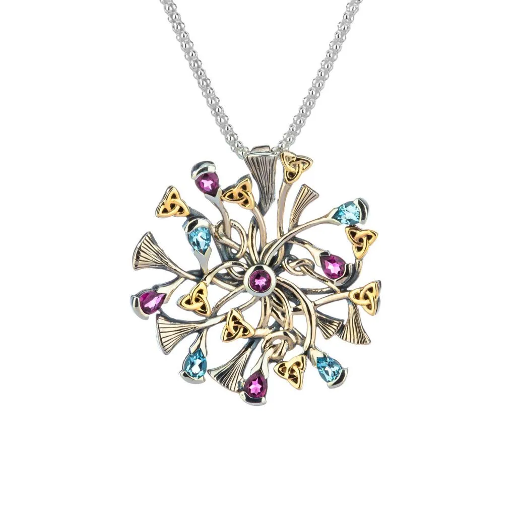 Silver and 10k Gold Rhapsody Pendant - Amethyst or Topaz or Topaz/Rhodolite