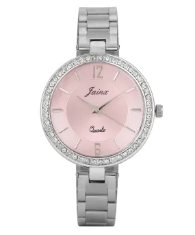 Silver Chain Pink Dial Analog Wrist Watch For Women - JW8593
