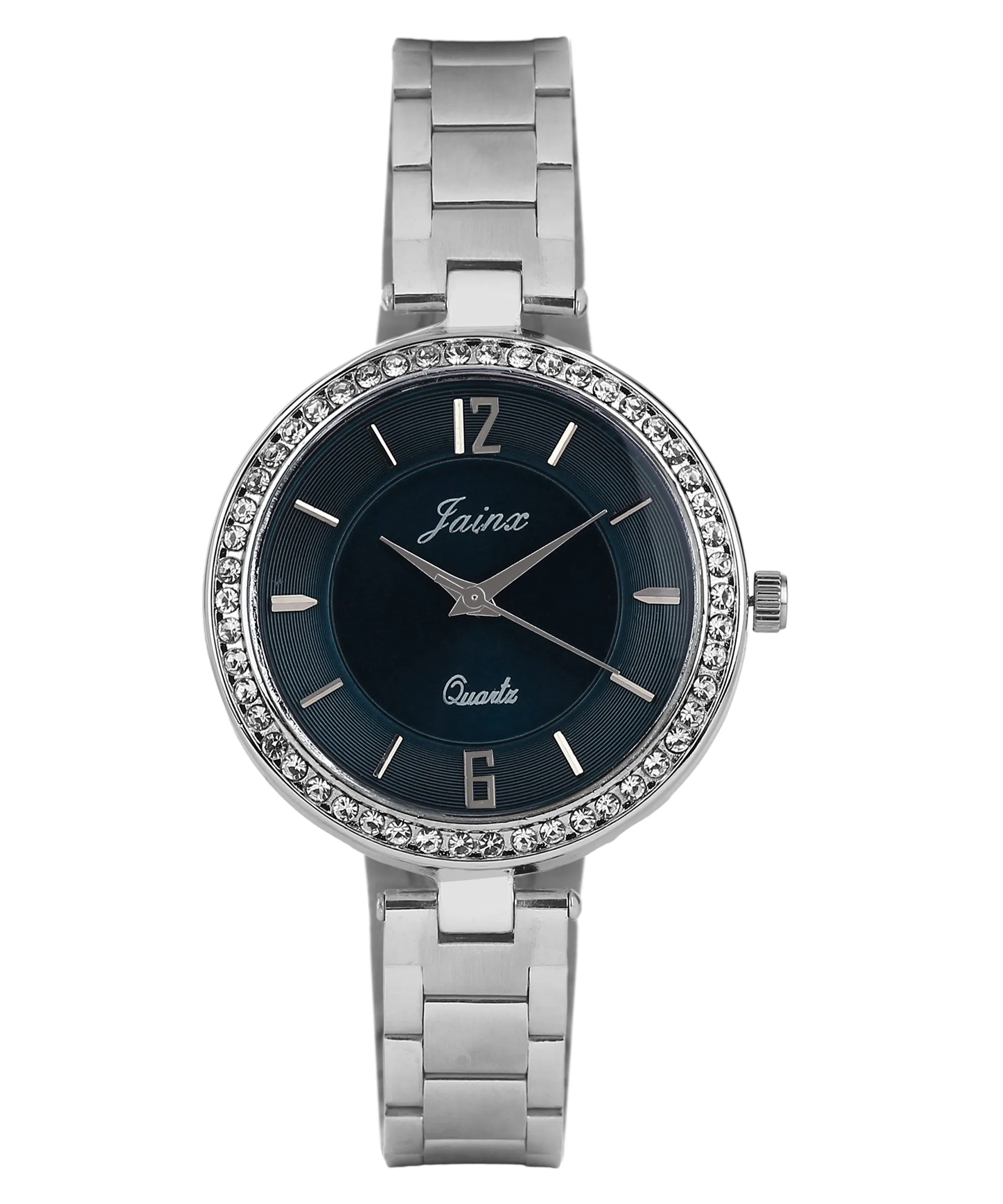 Silver Chain Royal Blue Dial Analog Wrist Watch For Women - JW8594