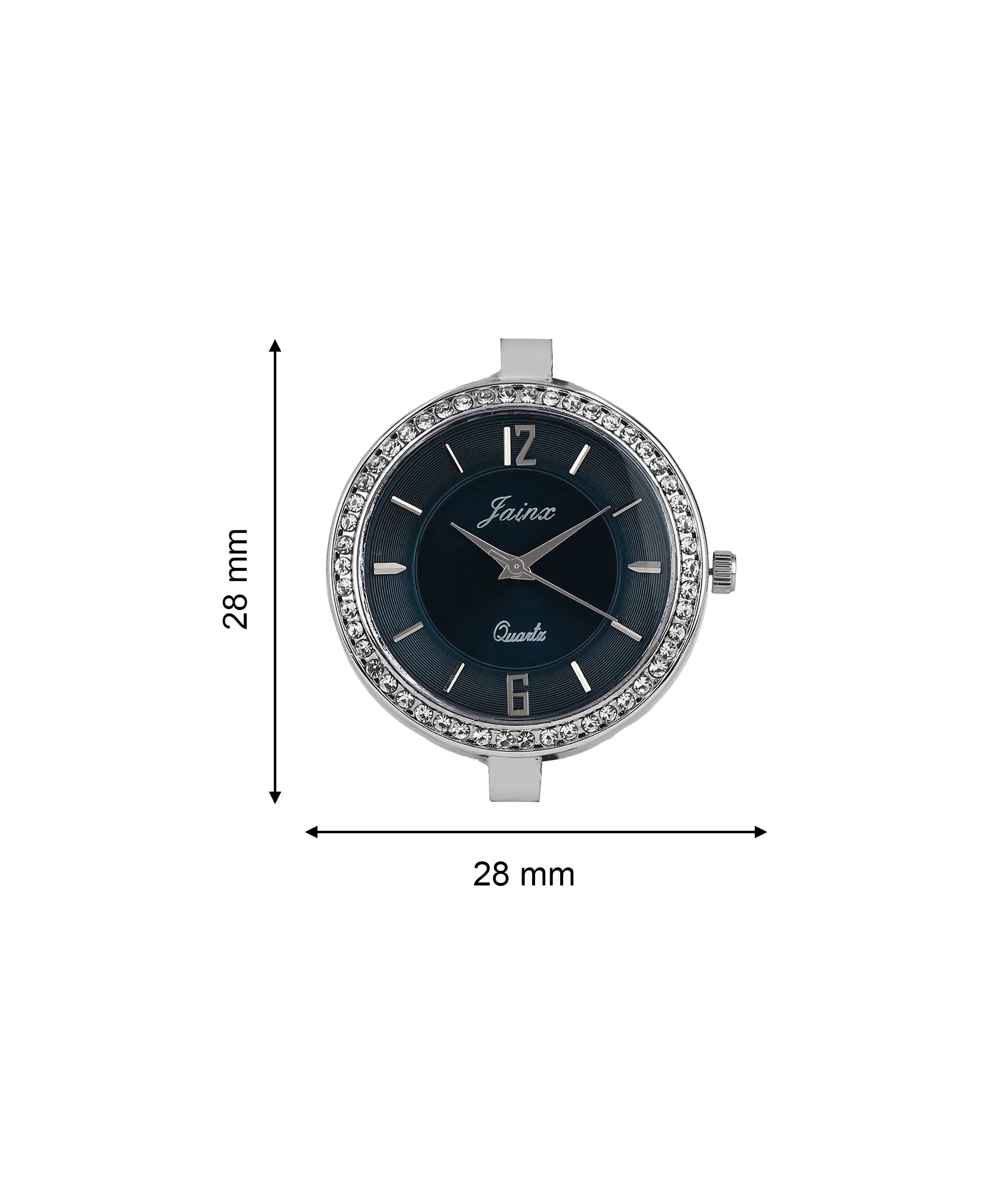 Silver Chain Royal Blue Dial Analog Wrist Watch For Women - JW8594