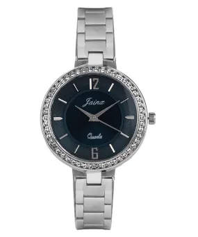 Silver Chain Royal Blue Dial Analog Wrist Watch For Women - JW8594