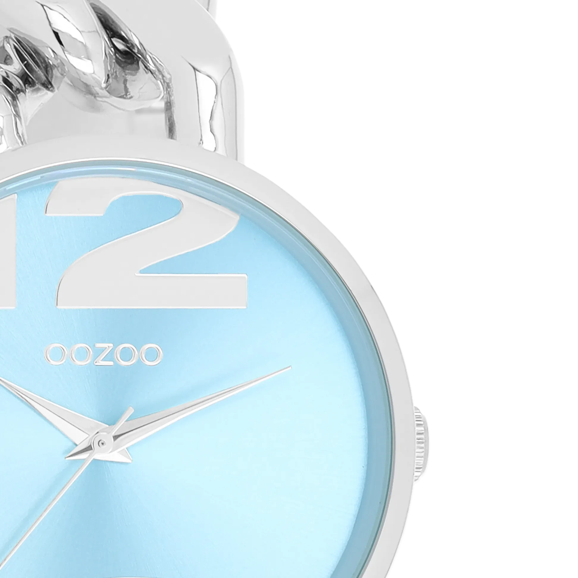 Silver coloured OOZOO watch with silver coloured chunky chain bracelet - C11350