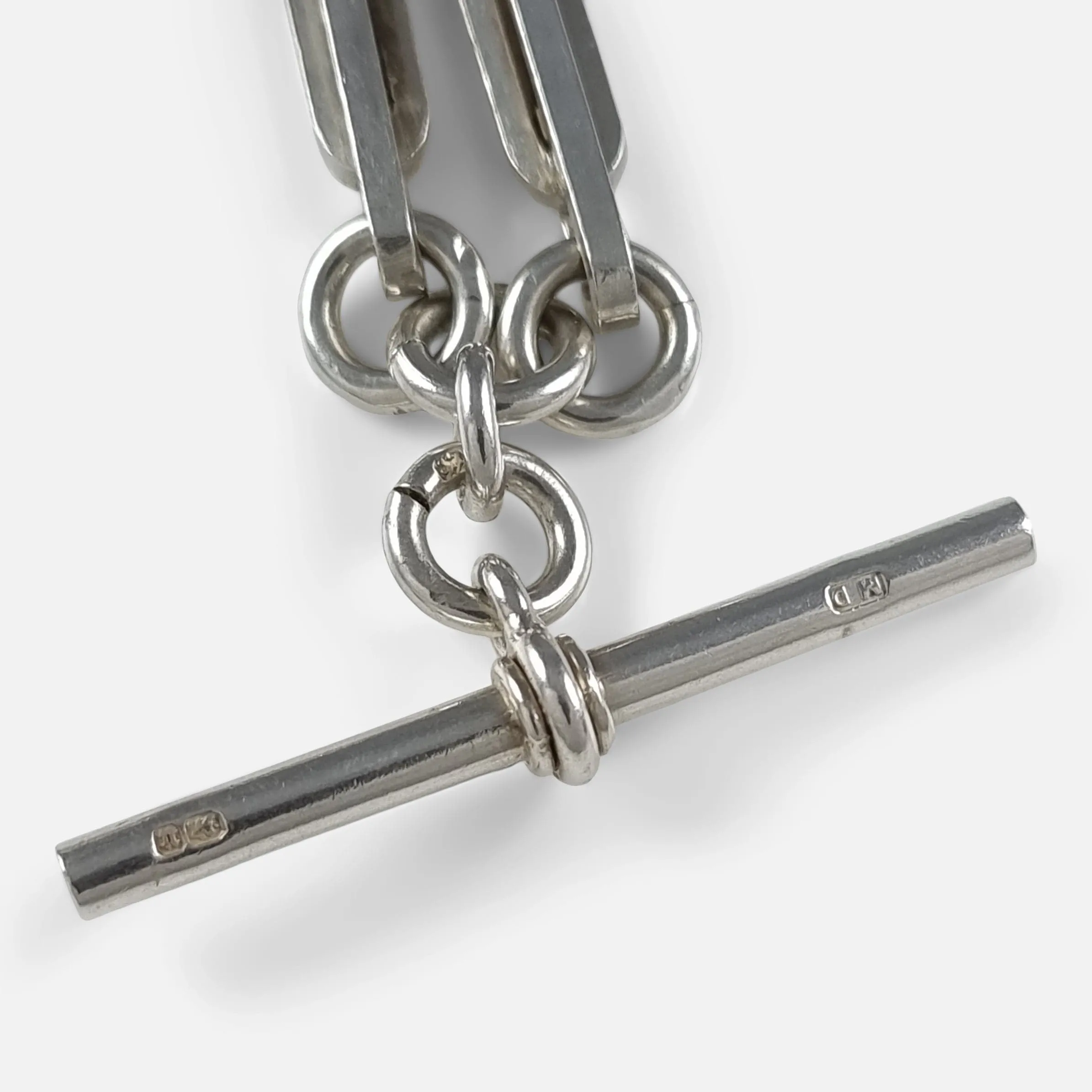 Silver Fancy Link Albert Watch Chain and Carnelian Fob