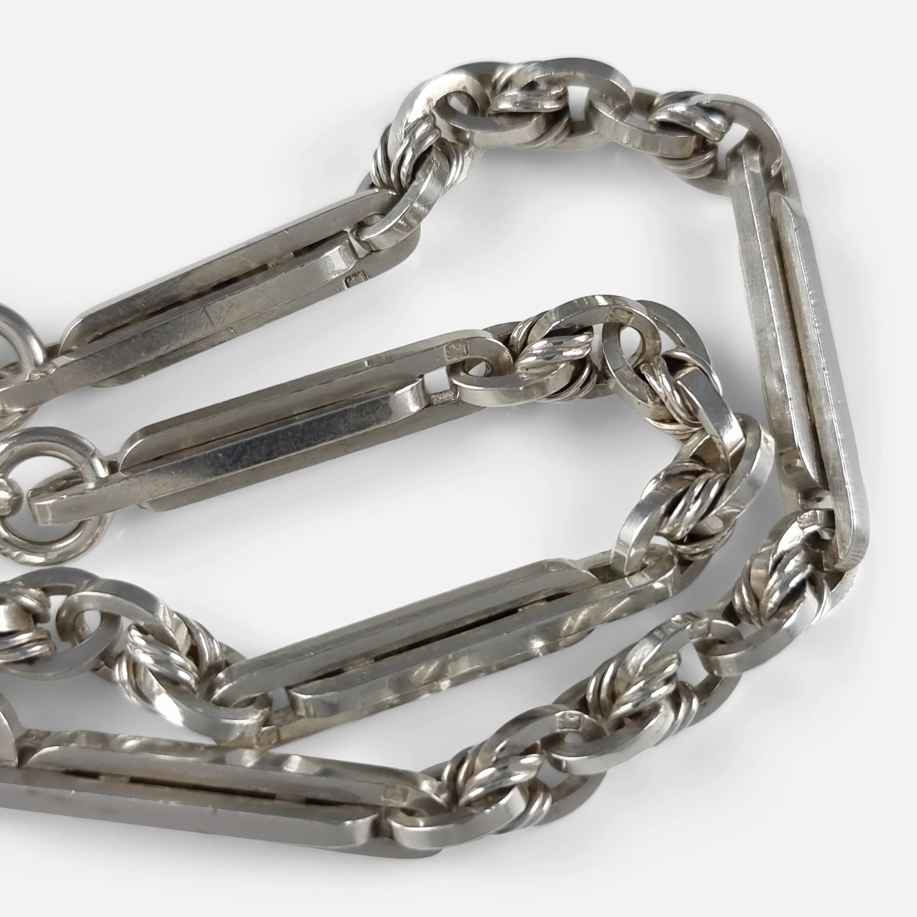 Silver Fancy Link Albert Watch Chain and Carnelian Fob