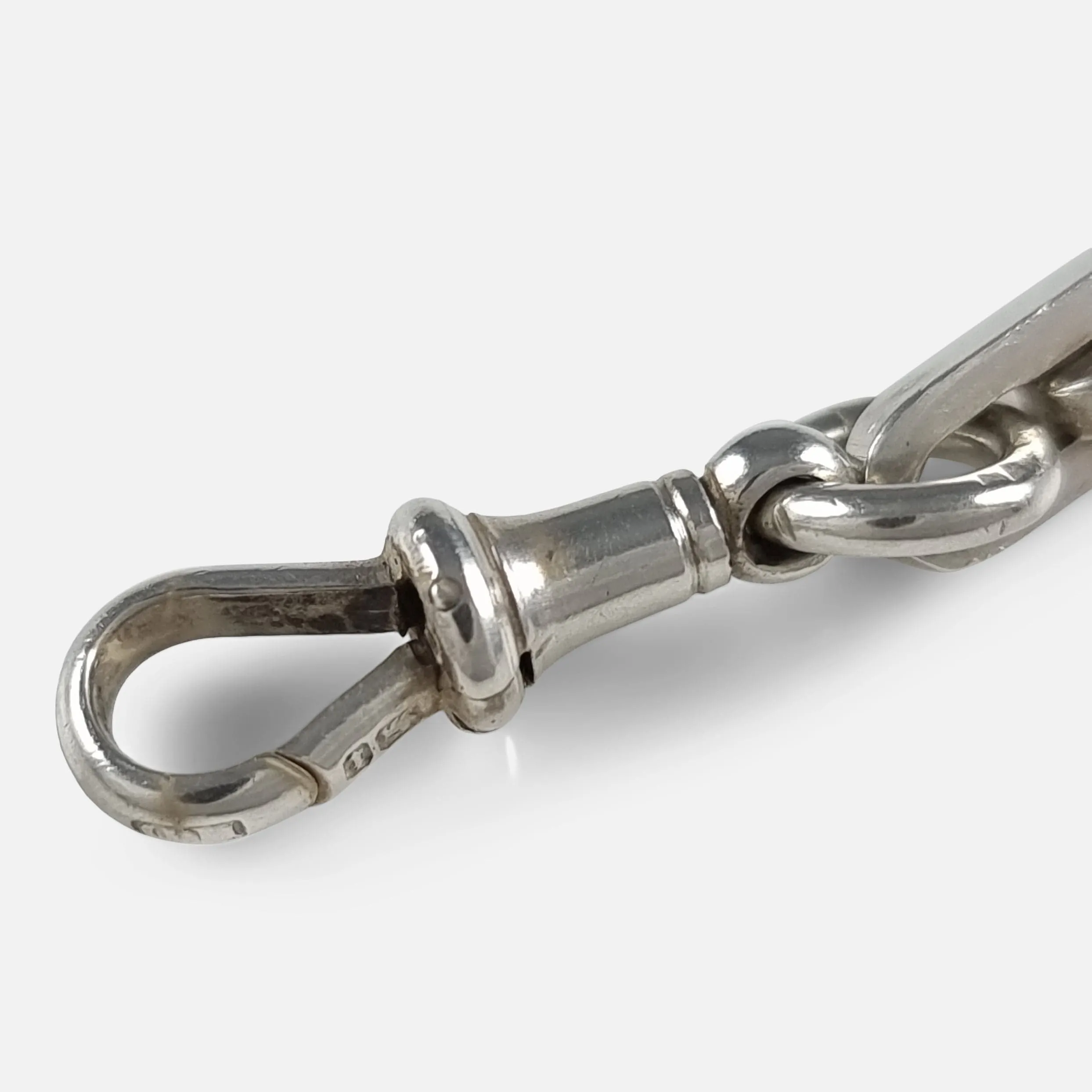 Silver Fancy Link Albert Watch Chain and Carnelian Fob